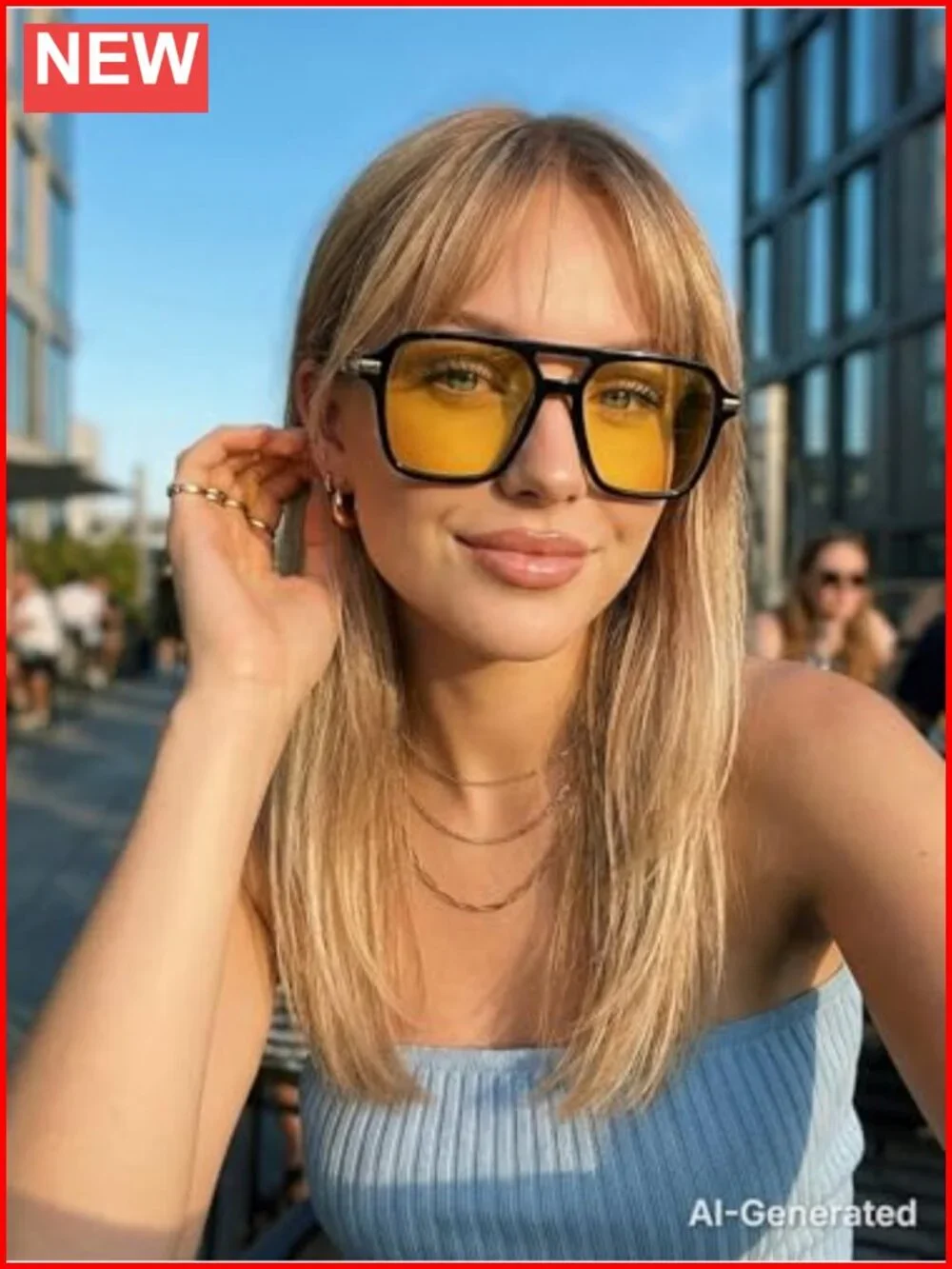 Oversized Square Aviator Sunglasses Flat Top Shades Night Vision